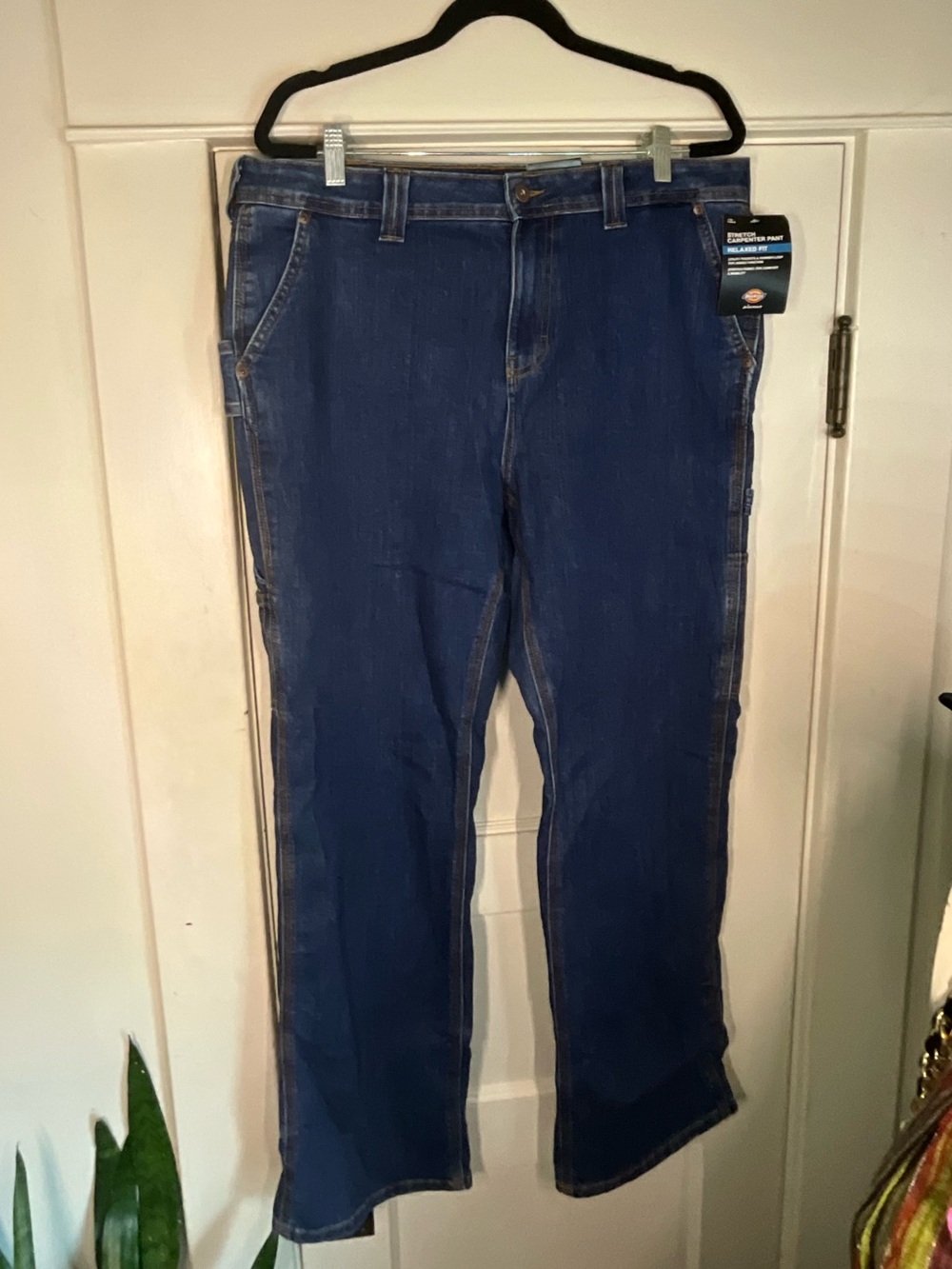 Dickies Women's Relaxed Fit Stretch Carpenter Jeans Dark Blue 14R NWT